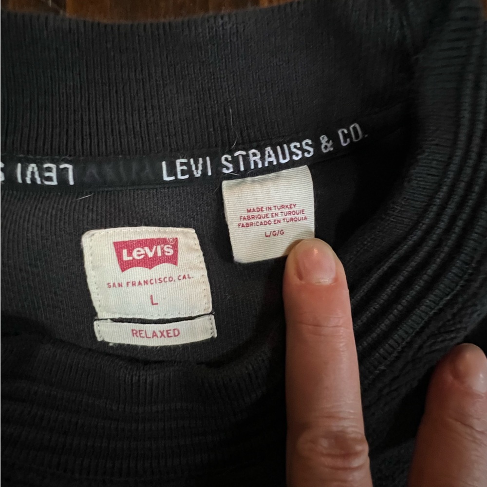 NEW LEVIS MENS RELAXED FIT LOGO CREWNECK SWEATSHIRT BLACK SIZE L - Picture 7 of 7